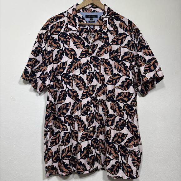 Tommy Hilfiger Tropical Print Short Sleeve Linen Camp Hawaiian Shirt Size XXL - Picture 1 of 8